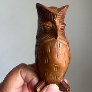 Vintage Hand-carved Wood Owl Statue Figurine Handmade Decor Primitive Rustic
